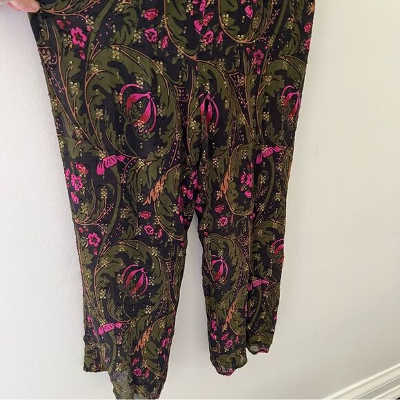 Anthropologie Ett Twa Brenda Jumpsuit Dark Floral Metallic Size 0 Party - Picture 5 of 15